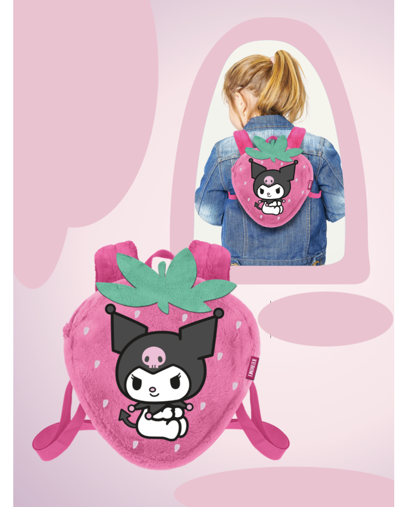 KUROMI - Fraise - Mini Fur Backpack '25x22x12cm' - vue principale