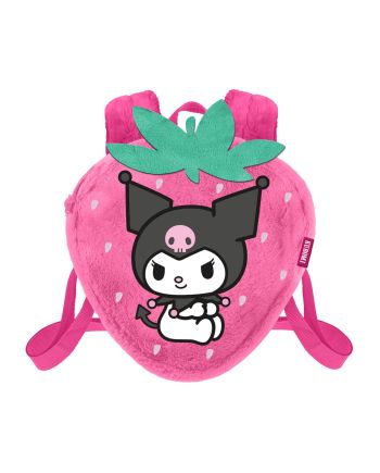 KUROMI - Fraise - Mini Fur Backpack '25x22x12cm' - vue de face