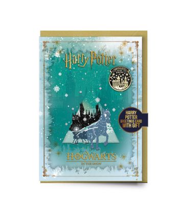 HARRY POTTER - Poudlard sous la Neige - Carte de Voeux avec Pin's - vue principale