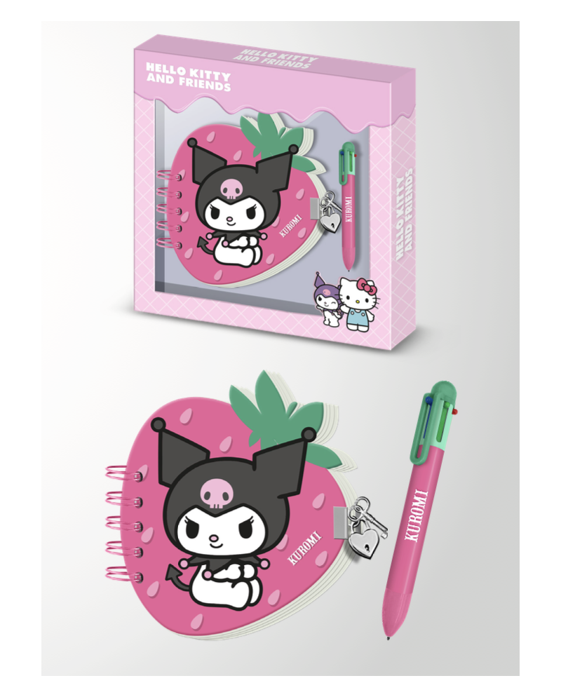 KUROMI - Fraise - Gift Box - Journal Intime + Stylo - vue principale