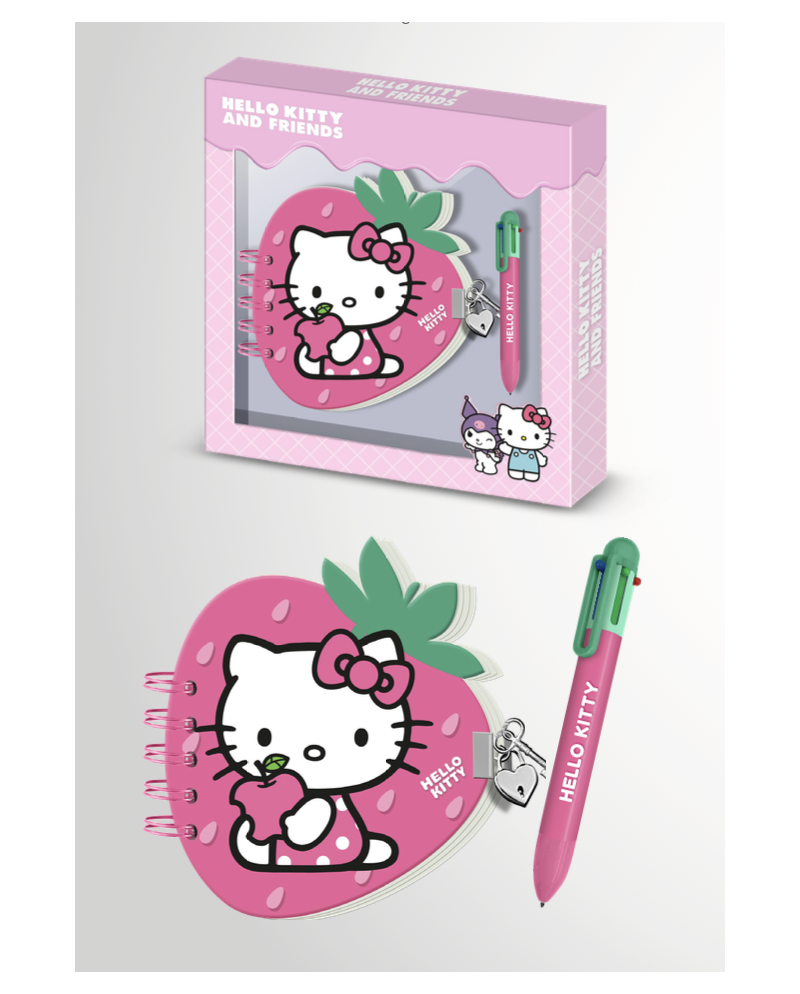 HELLO KITTY - Fraise - Gift Box - Journal Intime + Stylo - vue principale