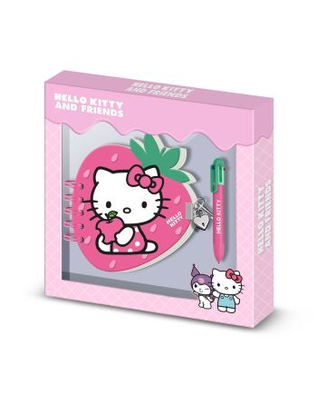 HELLO KITTY - Fraise - Gift Box - Journal Intime + Stylo - vue de face