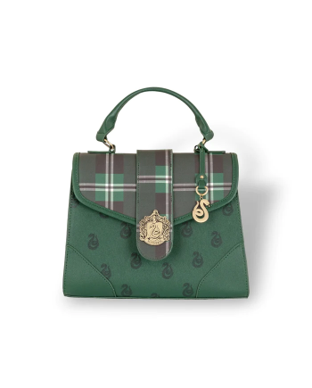 HARRY POTTER - Slytherin - Luxury Plaid Top Handbag + Charms 29x22cm