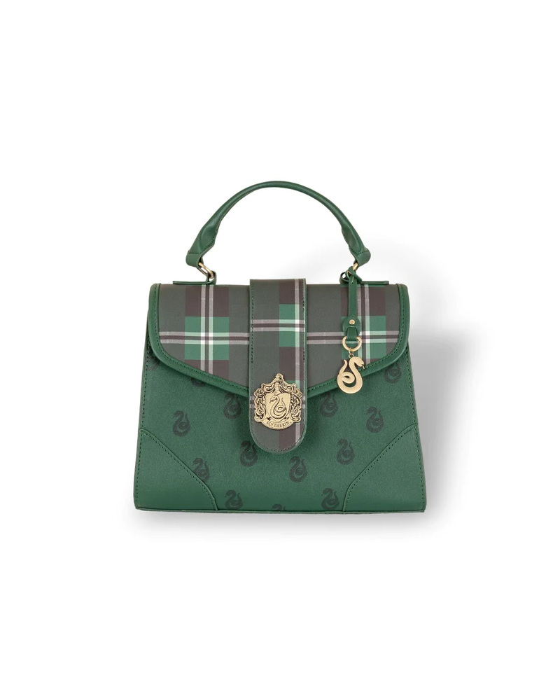 HARRY POTTER - Slytherin - Luxury Plaid Top Handbag + Charms 29x22cm