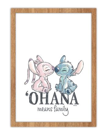 STITCH & ANGEL - Ohana means Family - Cadre Lumineux - vue de profil