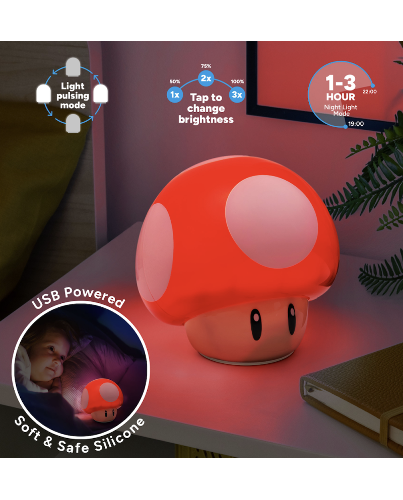 SUPER MARIO - Champignon - Lampe Décorative 'SquishyGlo' Rechargeable - vue principale