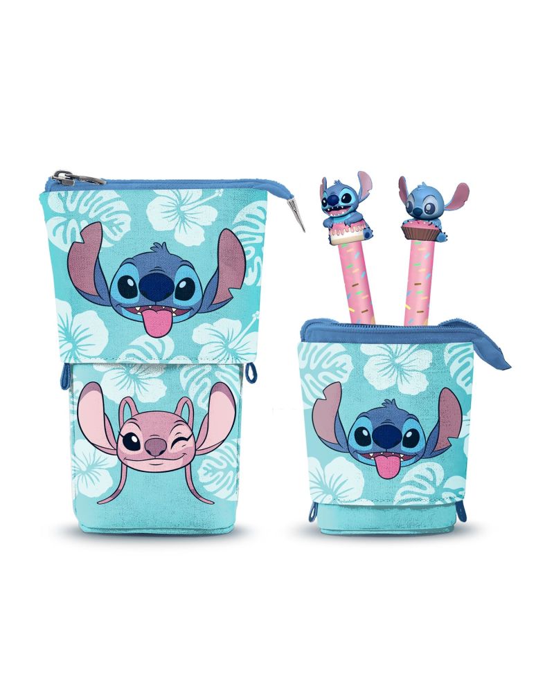 STITCH & ANGEL - Trousse Verticale "Cute" + 2 Stylos Gel - vue principale