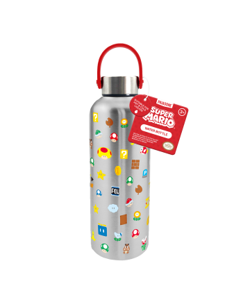 SUPER MARIO - Symboles - Bouteille d'Eau en Métal avec Anse - 500ml - vue principale
