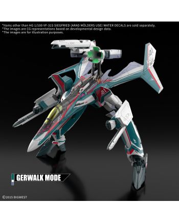 MACROSS - HG 1/100 VF-31S Siegfried Water Decals - Model Kit - vue de dos