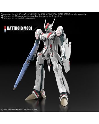 MACROSS - HG 1/100 VF-25F Messiah Valkyrie Water Decals - Model Kit - vue de profil