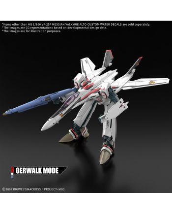 MACROSS - HG 1/100 VF-25F Messiah Valkyrie Water Decals - Model Kit - vue de dos