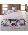 HELLO KITTY -Hello Kitty and Friend -Parure de lit 140x200cm + 65x65cm - vue de face