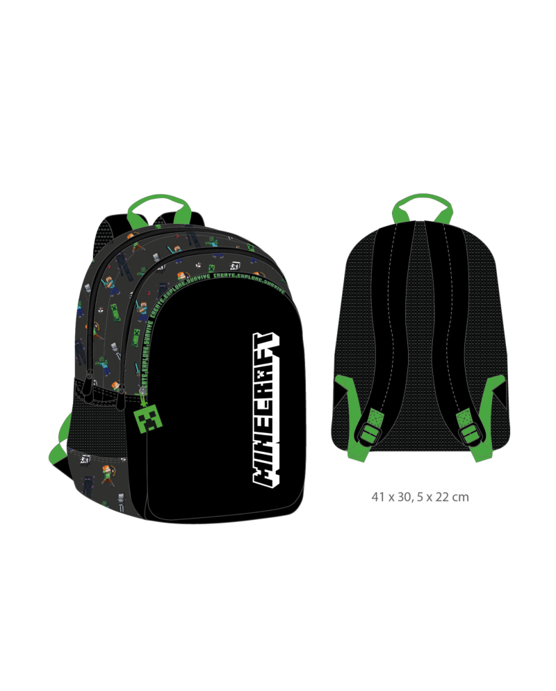 MINECRAFT - 3 Compartments BackPack '41x30x22cm'