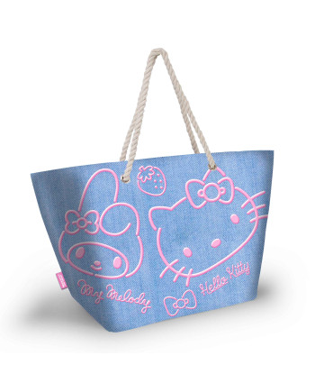 HELLO KITTY & MY MELODY - Denim - Beach Bag '52x37x17cm'