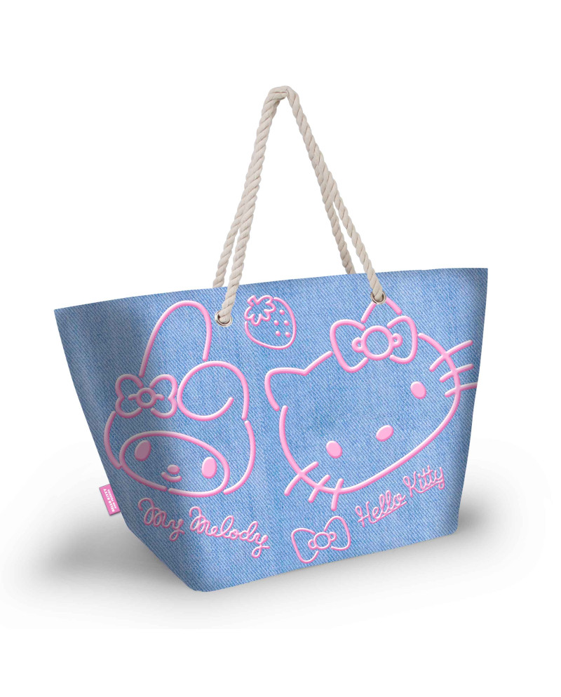 HELLO KITTY & MY MELODY - Denim - Beach Bag '52x37x17cm'