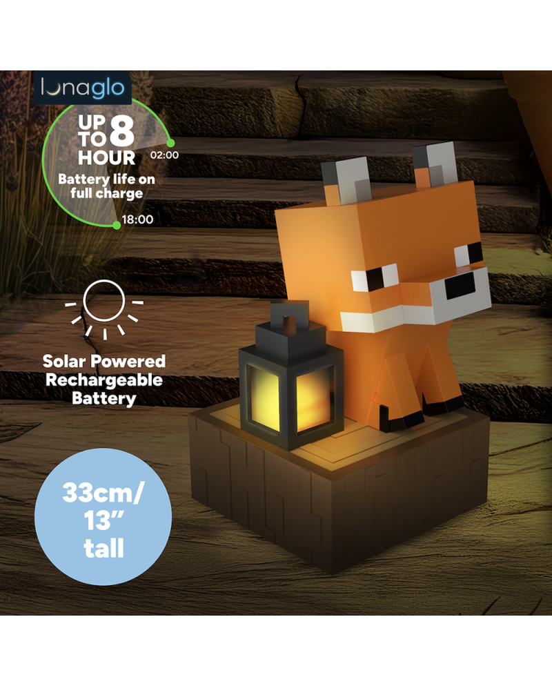 MINECRAFT - Renard - Lampe Solaire Extérieure 'LunaGlo' 33cm - vue principale