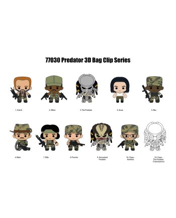 PREDATOR - Series 1 - 3D Foam Bag Clip (Display 24 Pcs) - vue de face