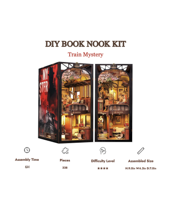 BOOK NOOK KIT - DIY - Le Train Mystère - 338pc + Eclairage LED - vue de face