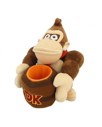 SUPER MARIO - Donkey Kong avec baril - Peluche 21cm - vue principale