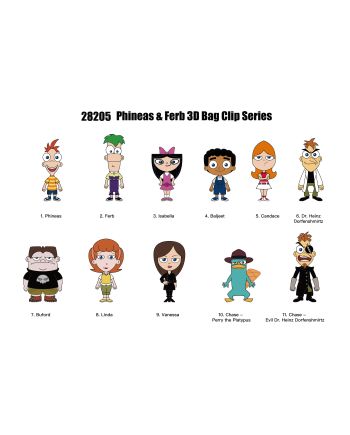 PHINEAS & FERB - Series 1 - 3D Foam Bag Clip (Display 24 Pcs) - vue de face