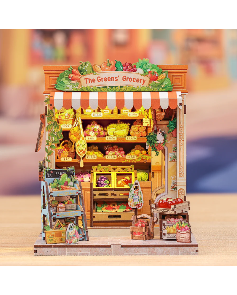 MINIATURE HOUSE - DIY- L'Epicerie Verte - 301pc + Eclairage LED - vue principale
