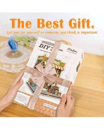 MINIATURE HOUSE - DIY- L'Epicerie Verte - 301pc + Eclairage LED - vue du packaging