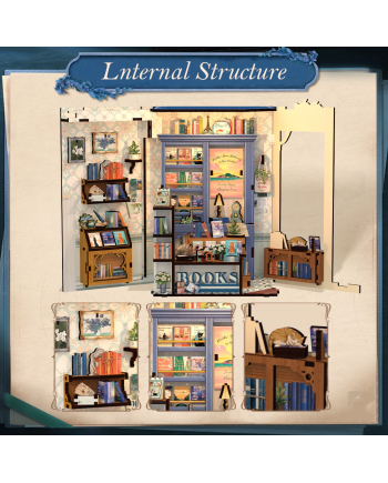BOOK NOOK KIT - DIY- Librairie Littéraire - 186pc + Eclairage LED - vue de profil