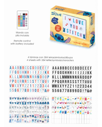 STITCH - Boite Lumineuse à Message avec 384 lettres + Télécommande - vue de face