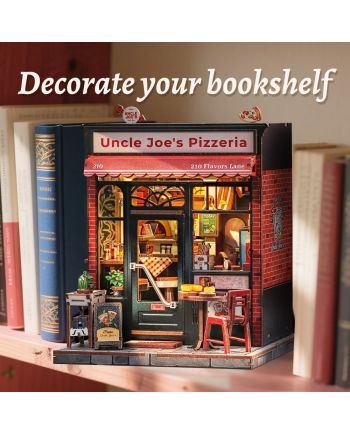 MINIATURE HOUSE - DIY- Pizzeria d'Oncle Joe - 236pc + Eclairage LED - vue de profil