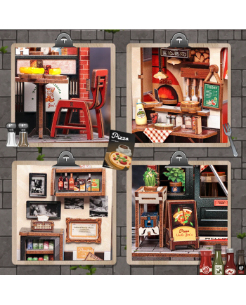 MINIATURE HOUSE - DIY- Pizzeria d'Oncle Joe - 236pc + Eclairage LED - vue de detail