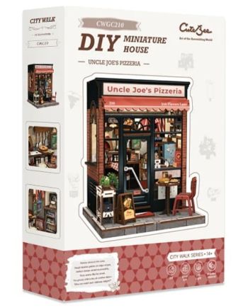 MINIATURE HOUSE - DIY- Pizzeria d'Oncle Joe - 236pc + Eclairage LED - vue du packaging