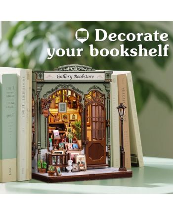 MINIATURE HOUSE - DIY- Galerie Librairie - 246pc + Eclairage LED - vue de profil