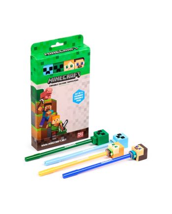 MINECRAFT - Chibi - Set de 4 Stylos à Gel Effaçable Head Topper - vue principale