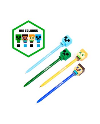 MINECRAFT - Chibi - Set de 4 Stylos à Gel Effaçable Head Topper - vue de profil