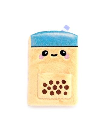 KAWAII - Boba le Bubble Tea - Notebook Pelucheux Premium + 1 Mini - vue de profil