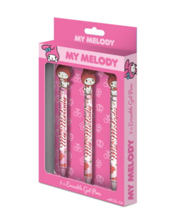 MY MELODY - 3 Stylos à Gel Effaçable + Head Topper - vue principale