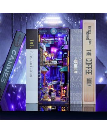 BOOK NOOK KIT - DIY- Cyber City - 284pcs + LED Light - vue de profil