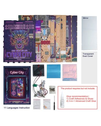 BOOK NOOK KIT - DIY- Cyber City - 284pcs + LED Light - vue du packaging