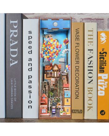 BOOK NOOK KIT - DIY- Voyage avec le vent - 143pcs + LED Light - vue de profil