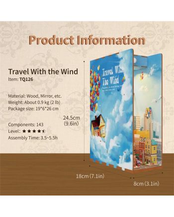 BOOK NOOK KIT - DIY- Voyage avec le vent - 143pcs + LED Light - vue de detail