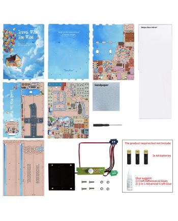 BOOK NOOK KIT - DIY- Voyage avec le vent - 143pcs + LED Light - vue du packaging
