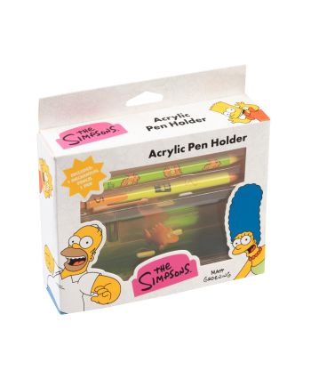 LES SIMPSONS - Set 2 Stylos-bille avec son Socle 3D Acrylique - vue du packaging