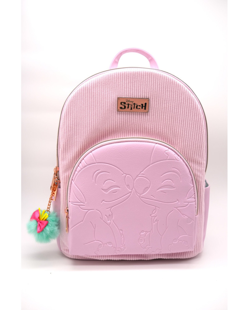 STITCH & ANGEL - Fashion Duo Pink Corduroy BackPack - '32x25x14cm'