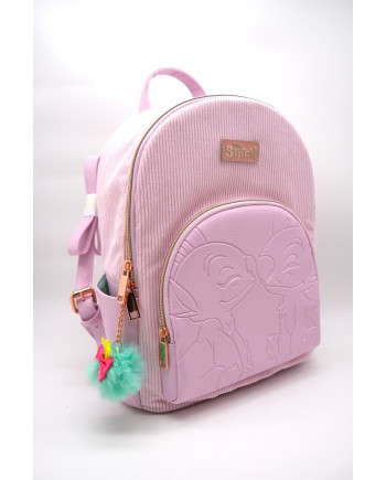 STITCH & ANGEL - Fashion Duo Pink Corduroy BackPack - '32x25x14cm'