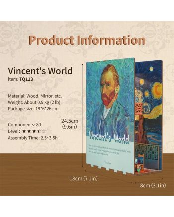 BOOK NOOK KIT - DIY- Monde de Vincent - 80pcs + LED Light - vue de detail