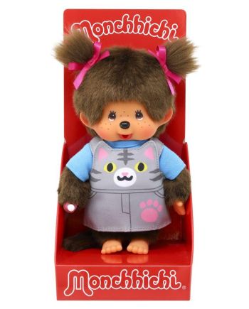 MONCHHICHI - Salopette Chat - Peluche 20cm - vue principale