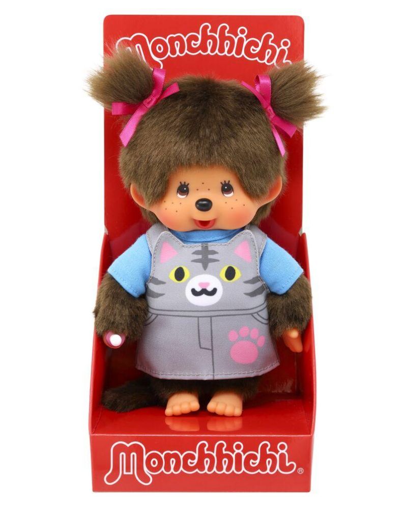 MONCHHICHI - Salopette Chat - Peluche 20cm - vue principale