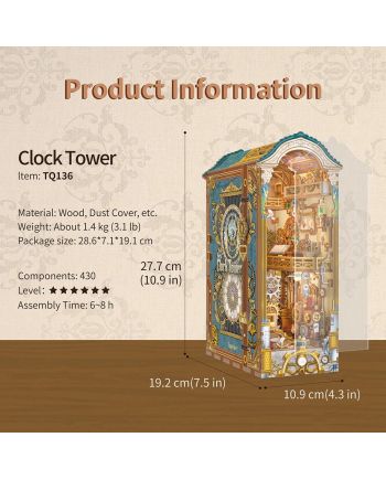 BOOK NOOK KIT - DIY- Tour de l'horloge - 430pcs + LED Light - vue de detail