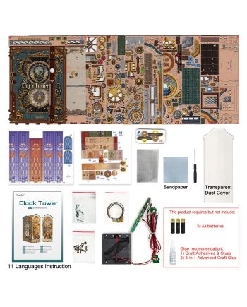 BOOK NOOK KIT - DIY- Tour de l'horloge - 430pcs + LED Light - vue du packaging