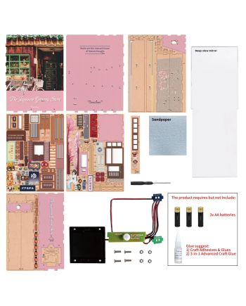 BOOK NOOK KIT - DIY- Epicerie Japonaise - 134pcs + LED Light - vue du packaging